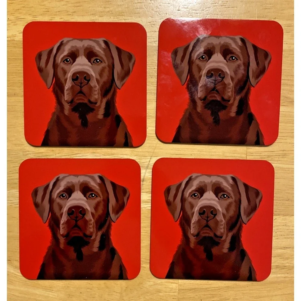 Naked Decor Chocolate Black Lab Labrador Coaster Set NEW in Box